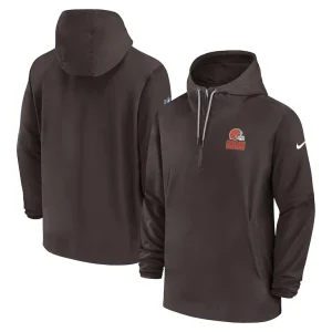 Cleveland browns nike sideline half zip hoodie Brown
