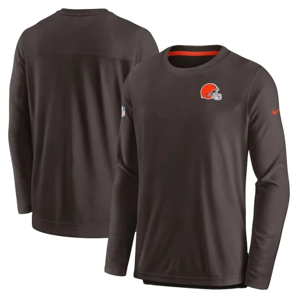 Cleveland browns nike sideline lockup performance pullover sweatshirt Brown