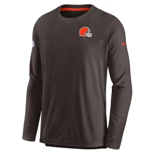 Cleveland browns nike sideline lockup performance pullover sweatshirt Brown M