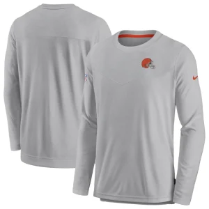 Cleveland browns nike sideline lockup performance pullover sweatshirt Gray