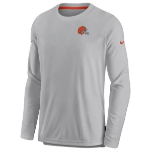 Cleveland browns nike sideline lockup performance pullover sweatshirt Gray M