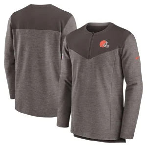 Cleveland browns nike sideline lockup performance quarter zip top Brown