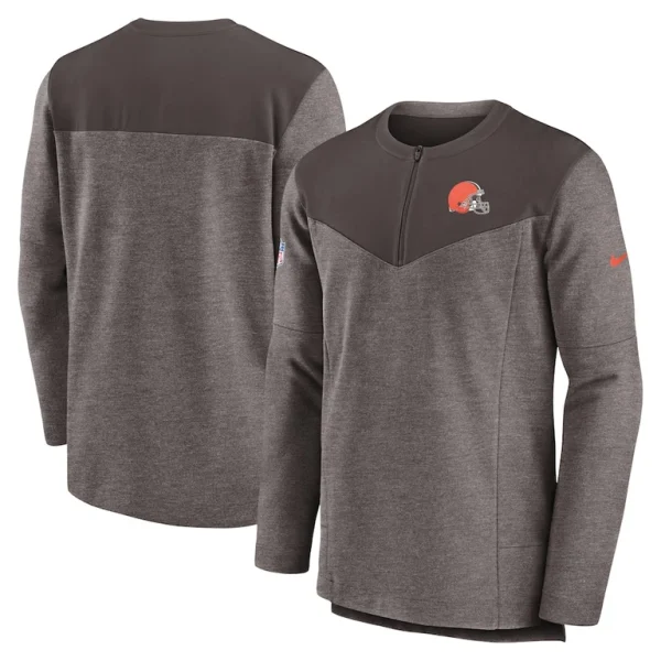Cleveland browns nike sideline lockup performance quarter zip top Brown