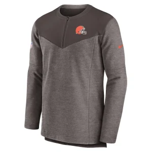 Cleveland browns nike sideline lockup performance quarter zip top Brown M