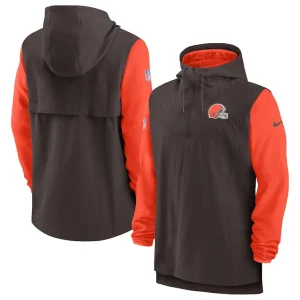 Cleveland browns nike sideline player quarter zip hoodie Brownorange
