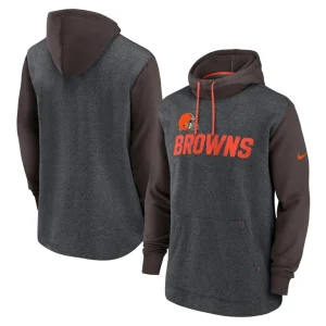 Cleveland browns nike surrey legacy pullover hoodie Heathered charcoalbrown