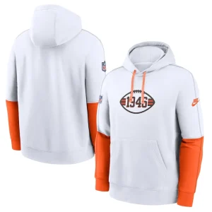 Cleveland browns nike throwback logo club tri blend pullover hoodie White