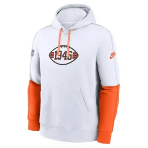 Cleveland browns nike throwback logo club tri blend pullover hoodie White M