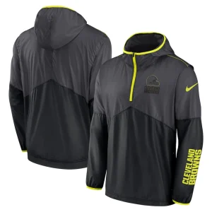 Cleveland browns nike volt hoodie half zip jacket anthracite Multi