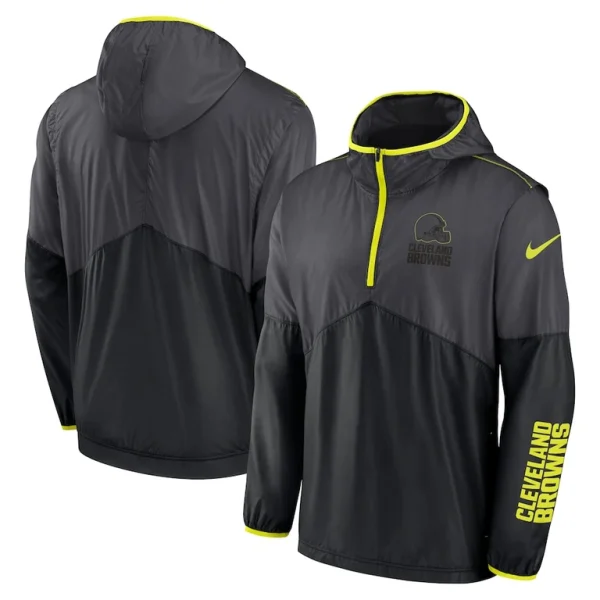 Cleveland browns nike volt hoodie half zip jacket anthracite Multi