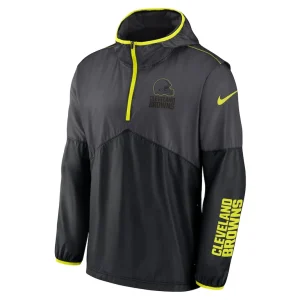 Cleveland browns nike volt hoodie half zip jacket anthracite Multi M