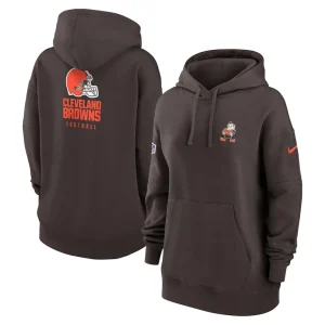 Cleveland browns nike womens 2023 sideline club fleece pullover hoodie Brown