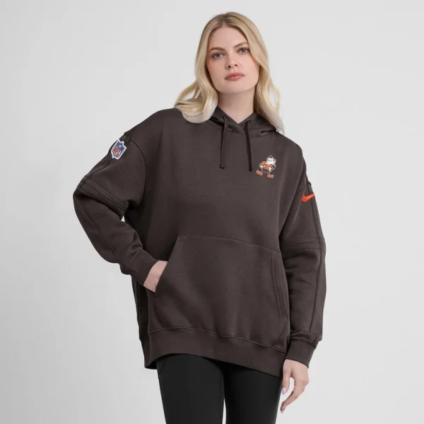 Cleveland browns nike womens 2023 sideline club fleece pullover hoodie Brown L