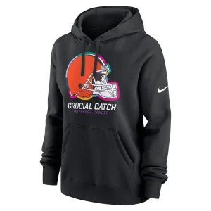 Cleveland browns nike womens 2024 nfl crucial catch club pullover hoodie Black S