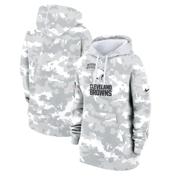 Cleveland browns nike womens 2024 salute to service club fleece oversized pullover hoodie Arctic camo