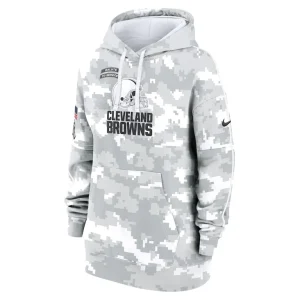 Cleveland browns nike womens 2024 salute to service club fleece oversized pullover hoodie Arctic camo S