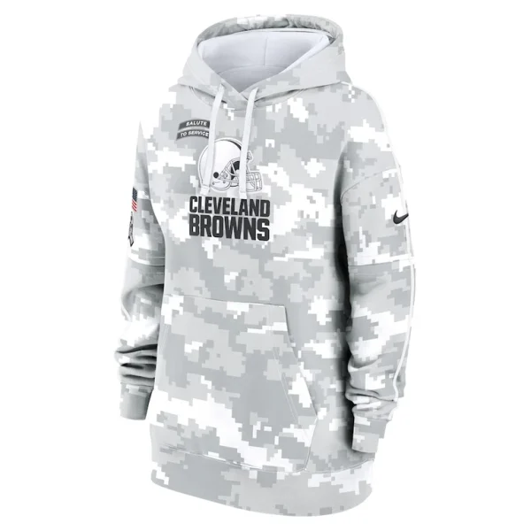 Cleveland browns nike womens 2024 salute to service club fleece oversized pullover hoodie Arctic camo S