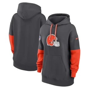 Cleveland browns nike womens 2024 sideline essential fleece pullover hoodie anthracite Multi