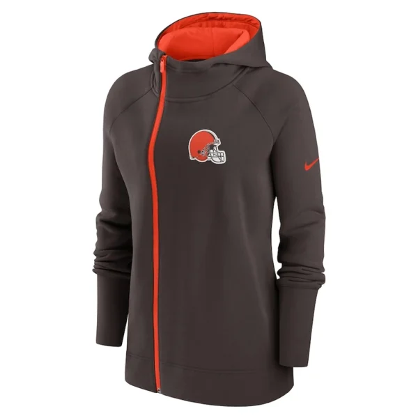 Cleveland browns nike womens asymmetrical raglan full zip hoodie Brown S
