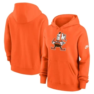 Cleveland browns nike womens club fleece pullover hoodie Orange