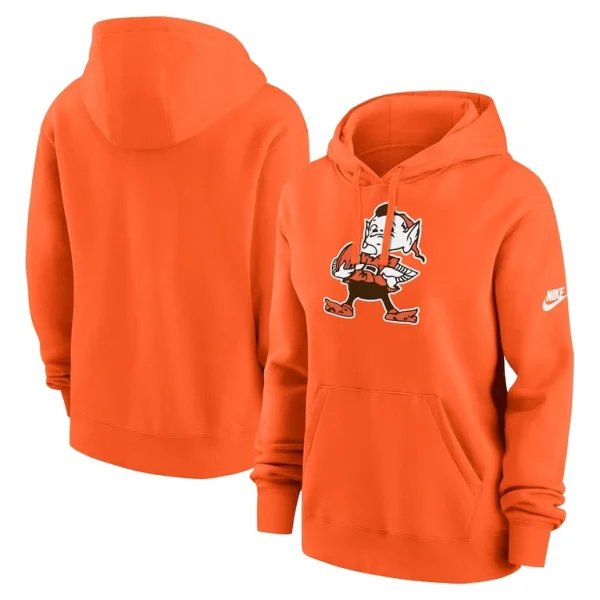 Cleveland browns nike womens club fleece pullover hoodie Orange