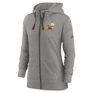 Cleveland browns nike womens gym vintage full zip hoodie Heather charcoal S