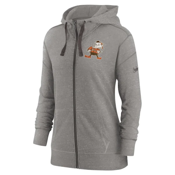 Cleveland browns nike womens gym vintage full zip hoodie Heather charcoal S