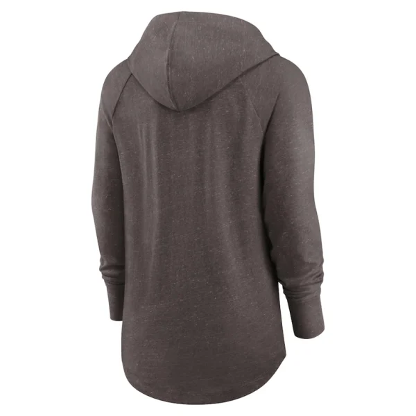 Cleveland browns nike womens minimal statement lightweight raglan funnel neck pullover hoodie Brown M