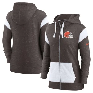 Cleveland browns nike womens monaco lightweight full zip hoodie Brownwhite