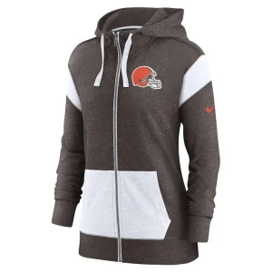 Cleveland browns nike womens monaco lightweight full zip hoodie Brownwhite S