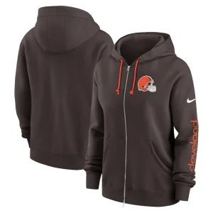 Cleveland browns nike womens phoenix hoodie full zip sweatshirt Brown