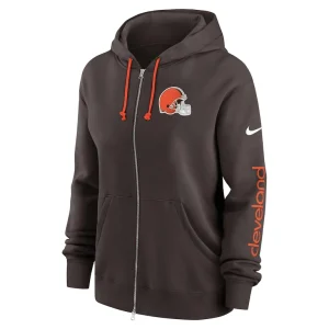 Cleveland browns nike womens phoenix hoodie full zip sweatshirt Brown S
