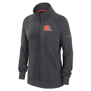 Cleveland browns nike womens premium raglan performance half zip sweatshirt Charcoal S