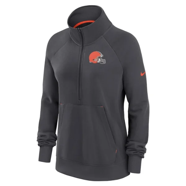 Cleveland browns nike womens premium raglan performance half zip sweatshirt Charcoal S