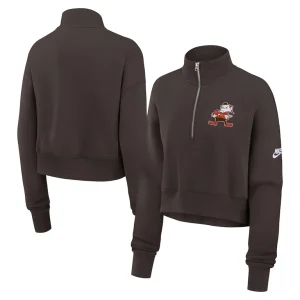 Cleveland browns nike womens rewind phoenix half zip sweatshirt Brown