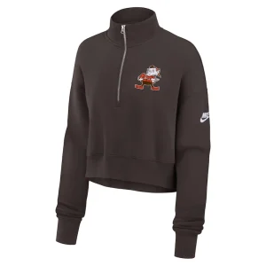 Cleveland browns nike womens rewind phoenix half zip sweatshirt Brown S