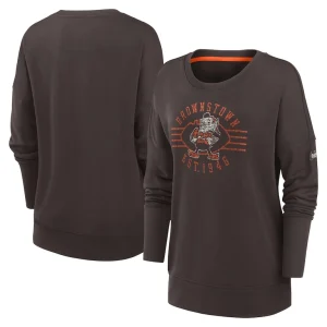 Cleveland browns nike womens rewind playback icon performance pullover sweatshirt Brown