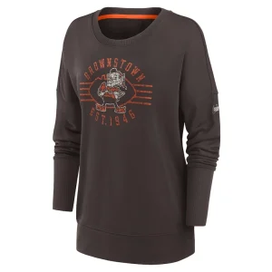 Cleveland browns nike womens rewind playback icon performance pullover sweatshirt Brown S