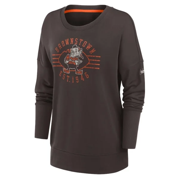 Cleveland browns nike womens rewind playback icon performance pullover sweatshirt Brown S