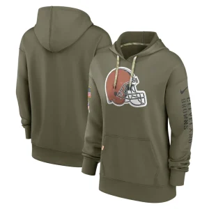 Cleveland browns nike womens salute to service performance pullover hoodie Olive