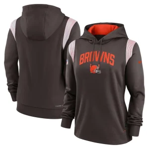 Cleveland browns nike womens sideline stack performance pullover hoodie Brown