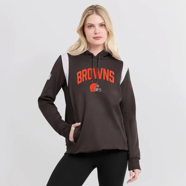Cleveland browns nike womens sideline stack performance pullover hoodie Brown L