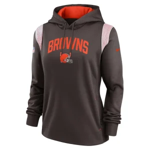 Cleveland browns nike womens sideline stack performance pullover hoodie Brown S