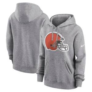 Cleveland browns nike womens team logo club fleece pullover hoodie Heather gray