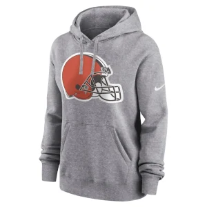 Cleveland browns nike womens team logo club fleece pullover hoodie Heather gray S