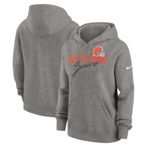 Cleveland browns nike womens wordmark club fleece pullover hoodie Heather gray
