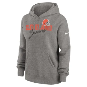 Cleveland browns nike womens wordmark club fleece pullover hoodie Heather gray S