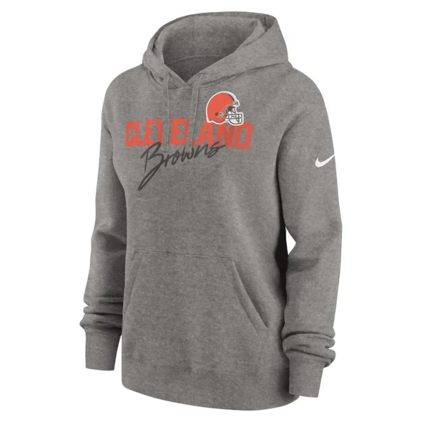 Cleveland browns nike womens wordmark club fleece pullover hoodie Heather gray S