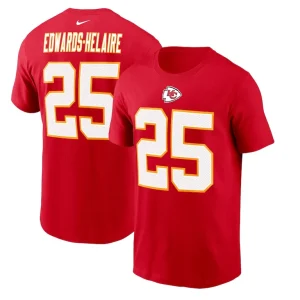 Clyde edwards helaire kansas city chiefs nike player name number t shirt Red
