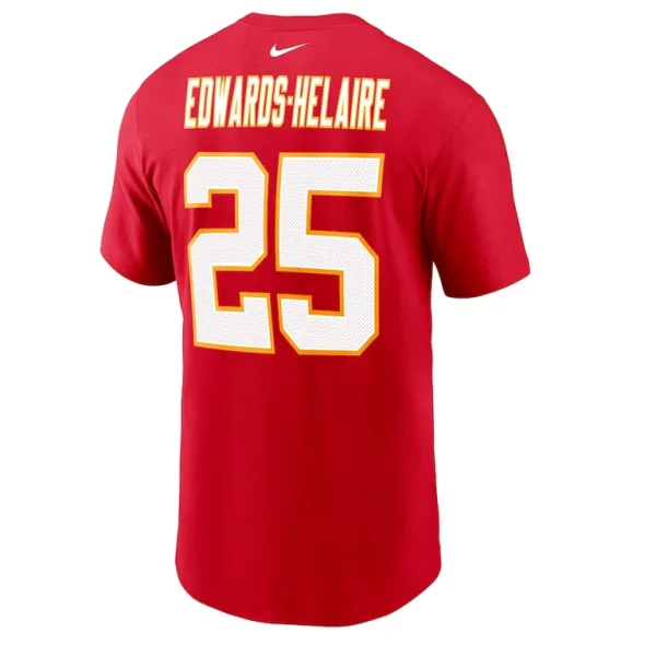 Clyde edwards helaire kansas city chiefs nike player name number t shirt Red L